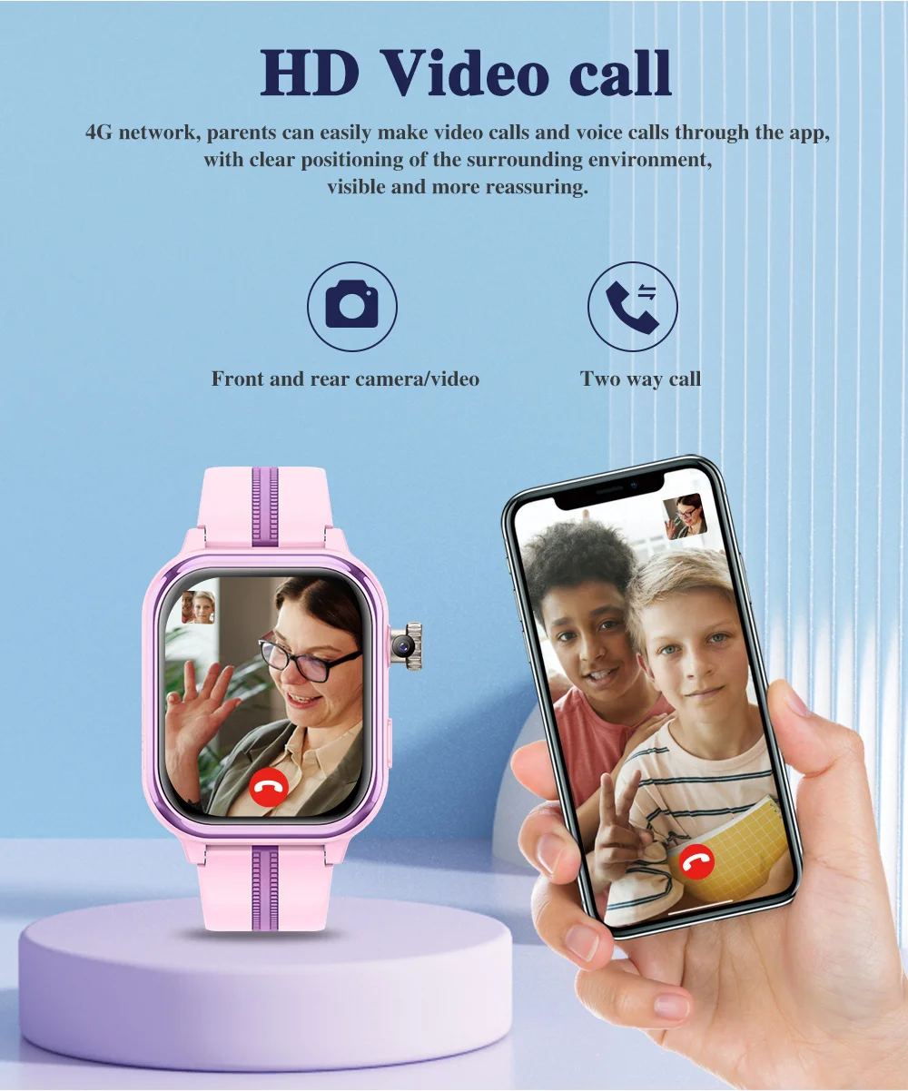 ساعة ذكية Wonlex KT39 4G للأطفال بنظام تحديد المواقع مع كاميرا دوران ونظام تحديد المواقع في الوقت الحقيقي جهاز تعقب الموقع 1 + 16 جيجابايت مكالمة فيديو للأطفال ساعة ذكية #4