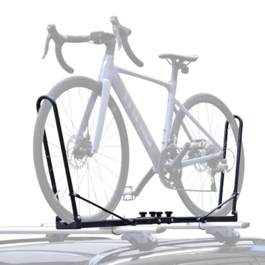 

Roof Bike Rack Mount for Car SUV, Aluminum, Black, Foldable Upright Bicycle Carrier with Two Arms, 1-Bike Rooftop Carrier for R