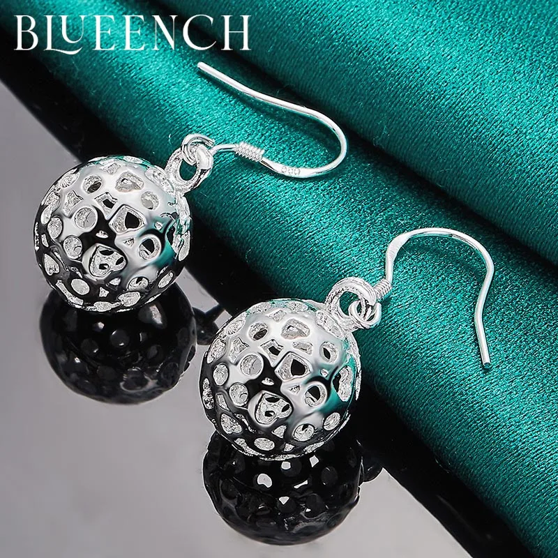 Blueench 925 Sterling Silver Ball Cutout Drop Earrings for Women Dating Wedding Fashion Charm Jewelry