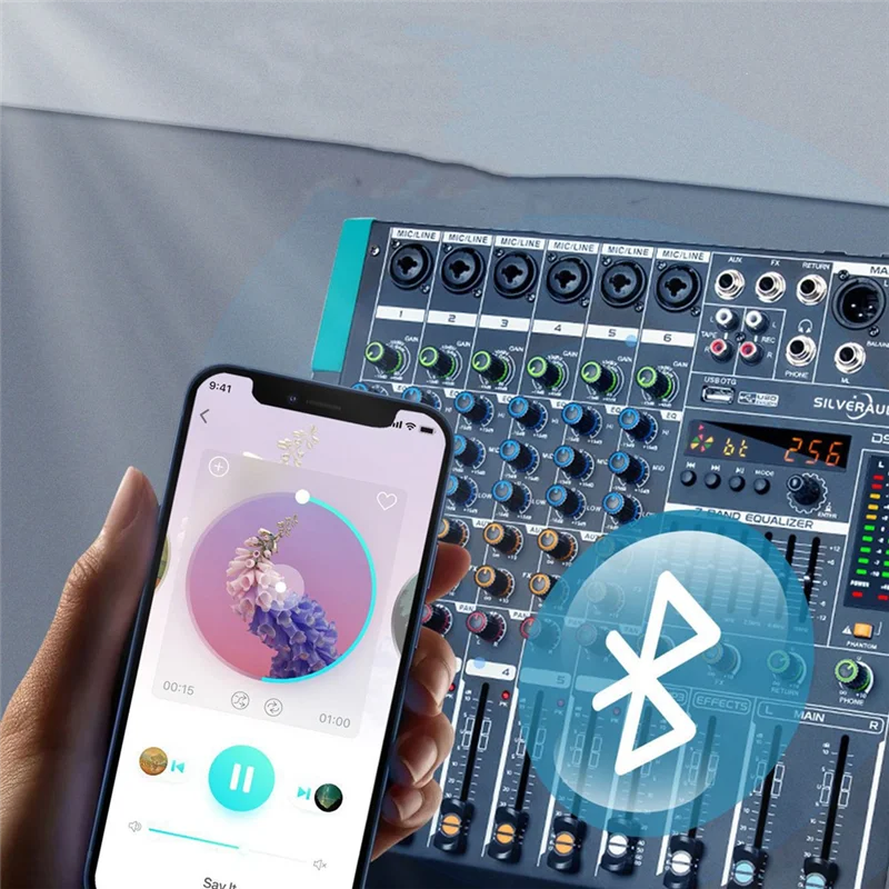 AEF7-Professionele audiomixer GAX-PA6-kanaals geluidskaart Console Mengbureau Systeeminterface Ingebouwd 256 Reverb-effect