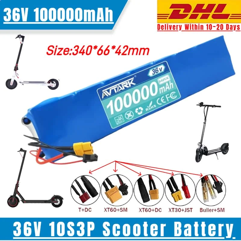 

36V 100Ah Rechargeable Lithium Battery Pack 21700 10S3P 1000W Power Modified 36V Electric Scooter Battery with BMS, SYP✅