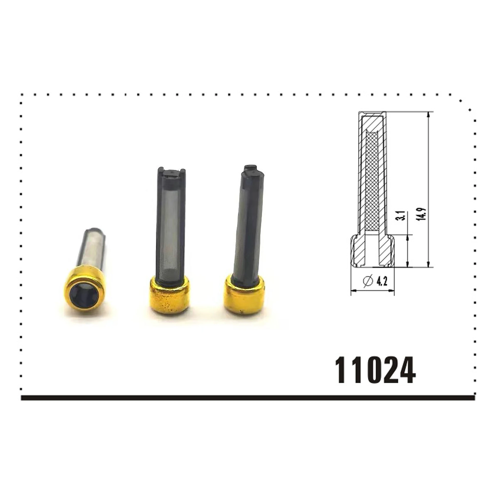 1000pcs Fuel Injector Micro Basket Filter Top Quality Injector Repair Service Kits Size: 4.2x3.1x14.9mm VD-FL-11024