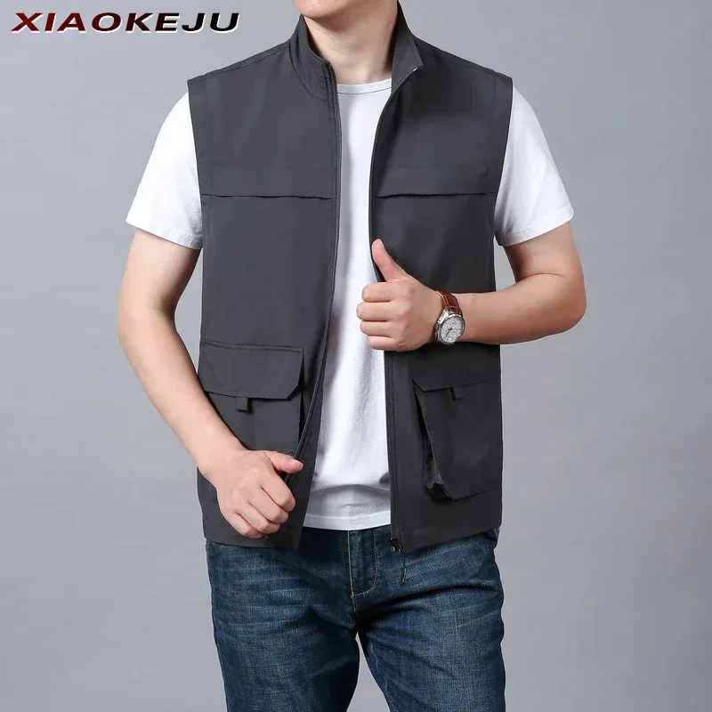 

Casual Mountaineering Leather Work Waterproof Vest Men Man Fishing Tactical Vests Professional Male Clothes Hunting Fashion Tool