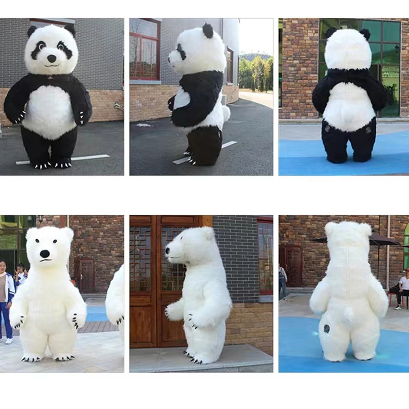 Giant Plush Polar Bear Inflatable Costume Street Funny Teddy Bear Mascot Costume Birthday Party Cosplay Suits Funny Props