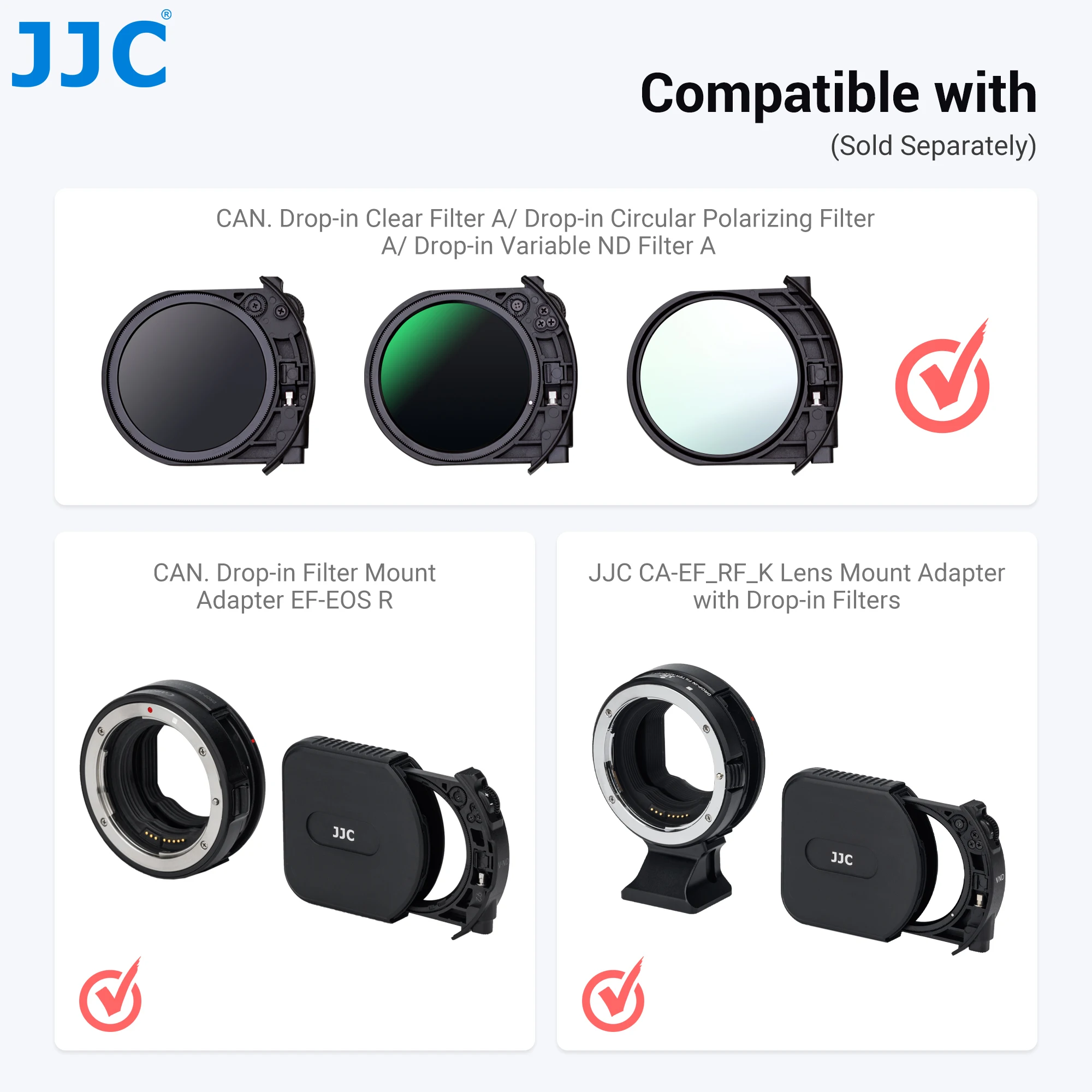 JJC Drop-in Filter Case Organizer Kit for Canon Drop-in Clear Filter A CPL VND Filter A EF-EOS R Drop-in Filter Mount Adapter