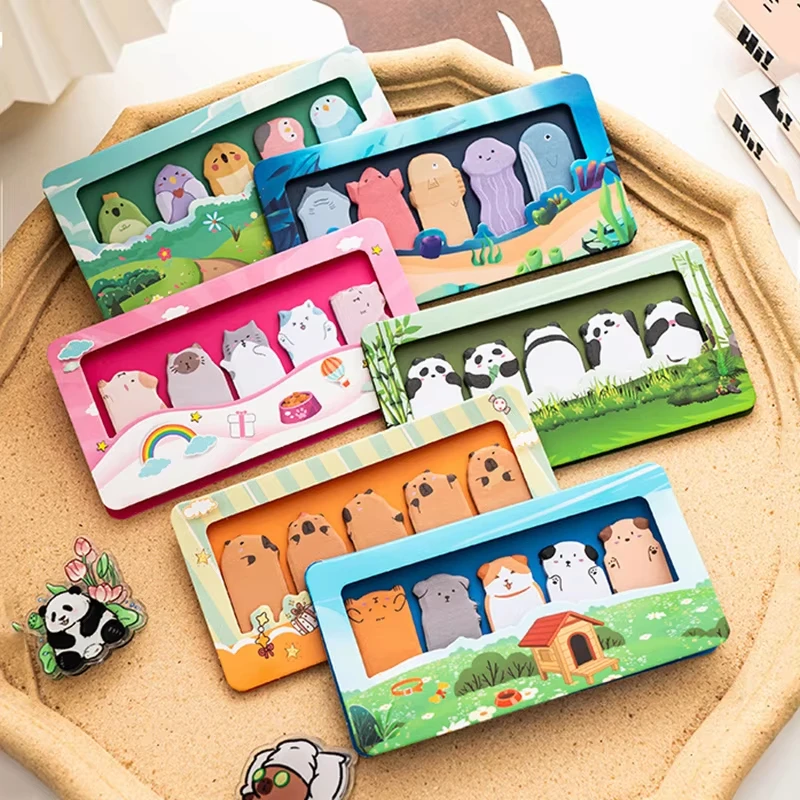 150 Sheets/Pack Kawaii Stationery Cartoon Animals Marker Zoo Memo Pad Bookmark Flags Index Tab Sticky Notes Paper Stickers