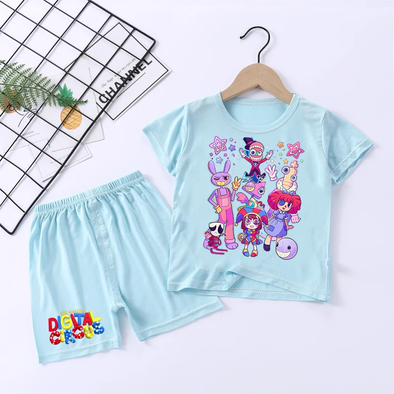 

The Amazing Digital Circus Children Pajama Set Cartoon Character Print Short Two Piece Suit Summer Casual Housewear Kids Gifts