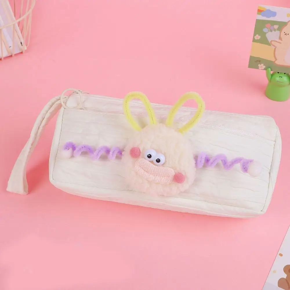 

Fashion Canvas Big Mouth Pen Case Large Capacity Zipper Funny Pen Bag Multifunction Bilayer Stationery Pen Storage Bag Student