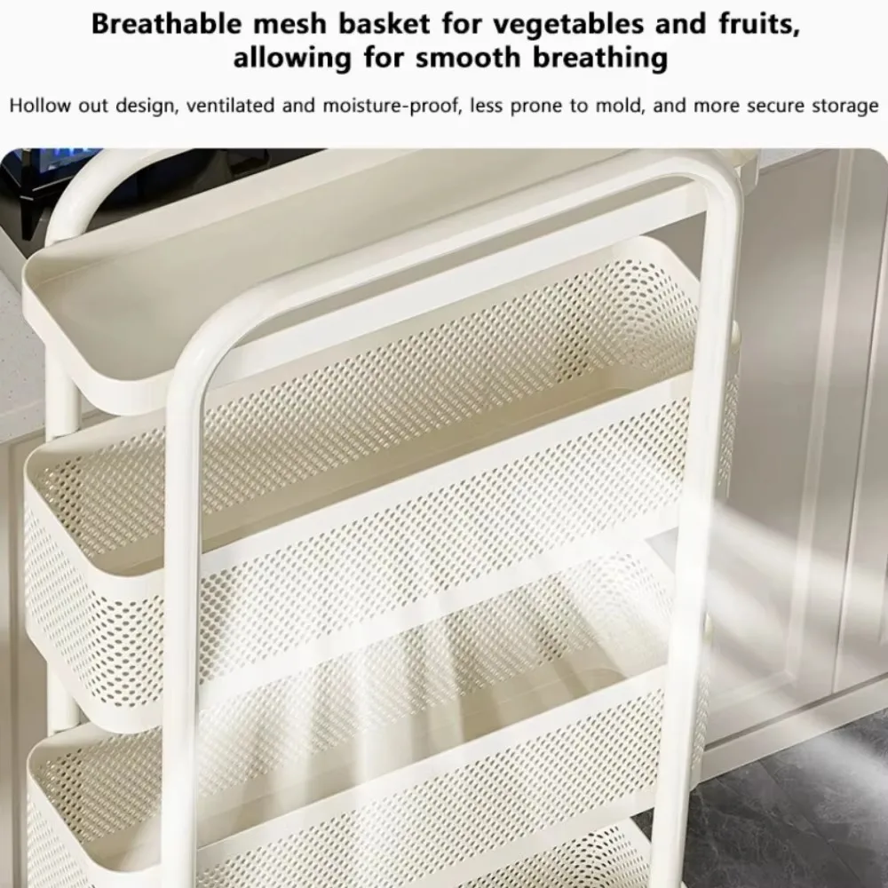 Kitchen Multi-Functional Storage Trolley Vegetable Basket Bathroom Moistureproof Mobile Cart Practical Living Room Snack Shelves image 5