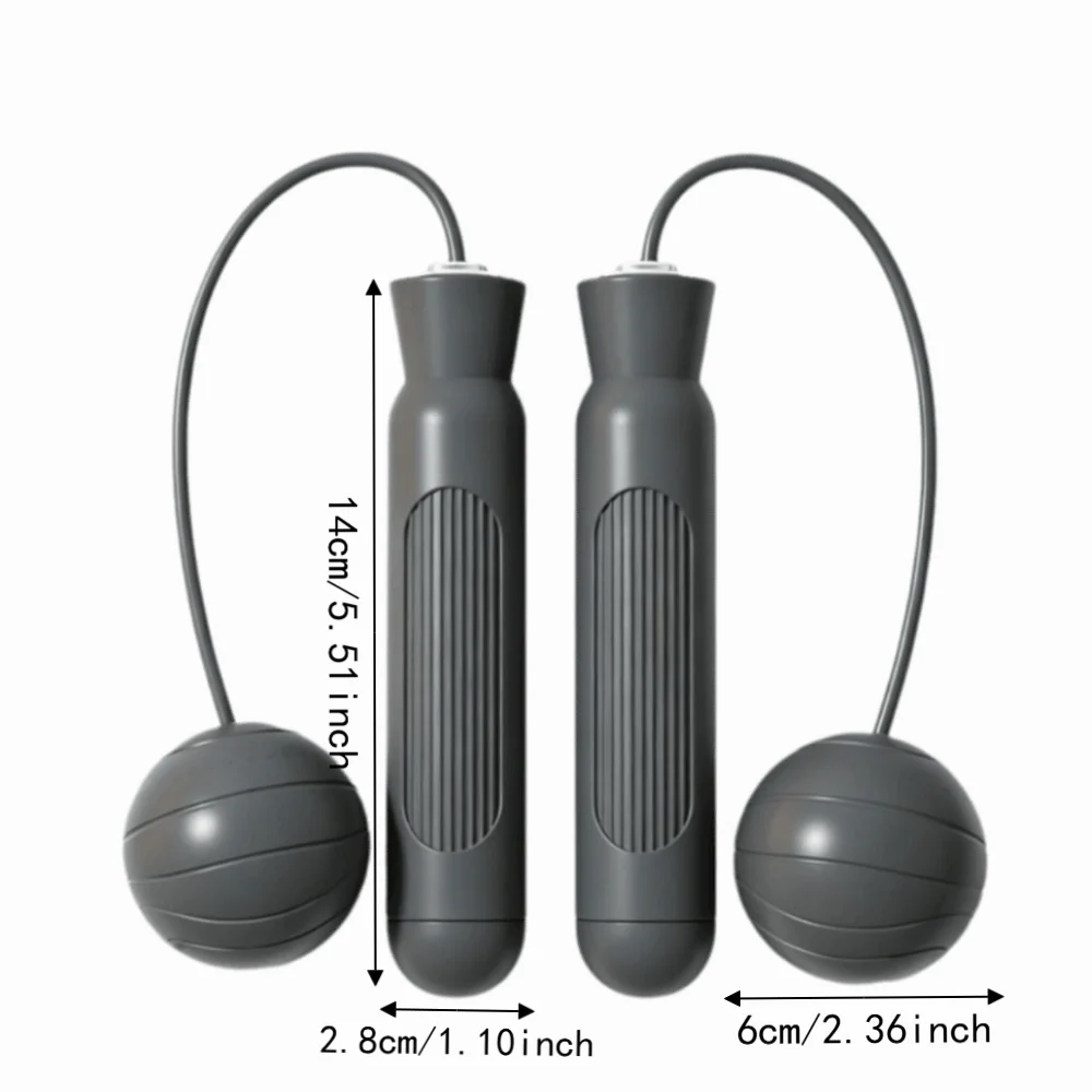 2pcs Weighted Design Ropeless Skipping Rope Silent Operation Black Color Weighted Jump Rope Portable Silent Jump Rope