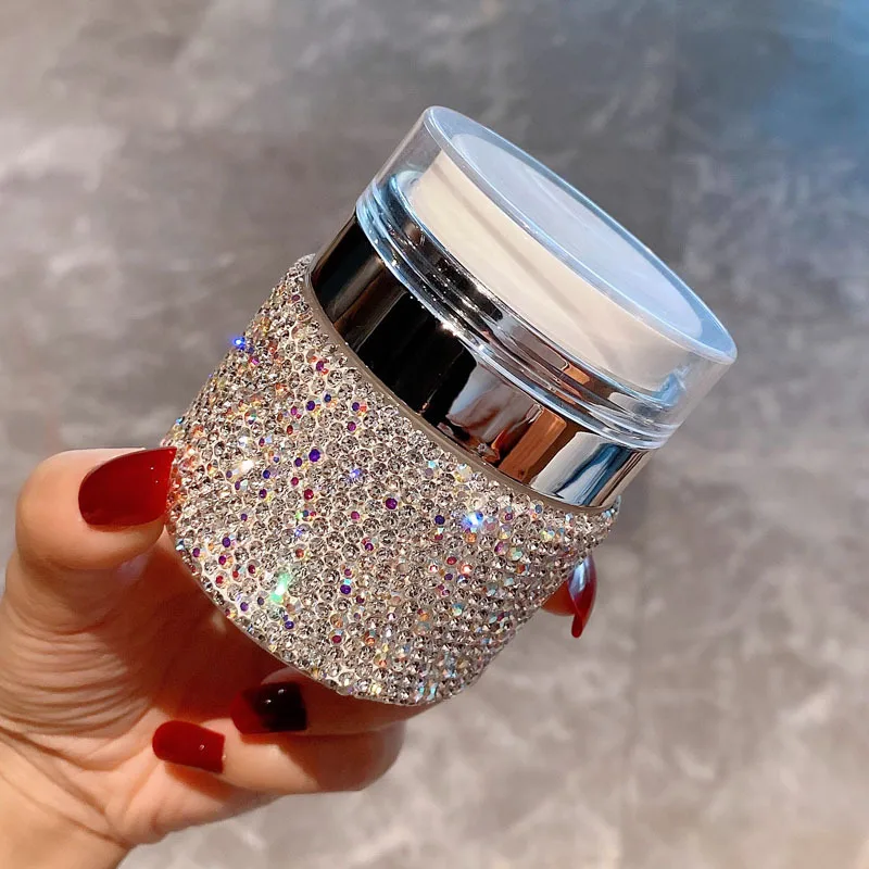 Sparkling Rhinestones Refillable Empty Bottles Makeup Pump Jars Containers Cosmetics Face Cream Lotion Travel Storage Bottles