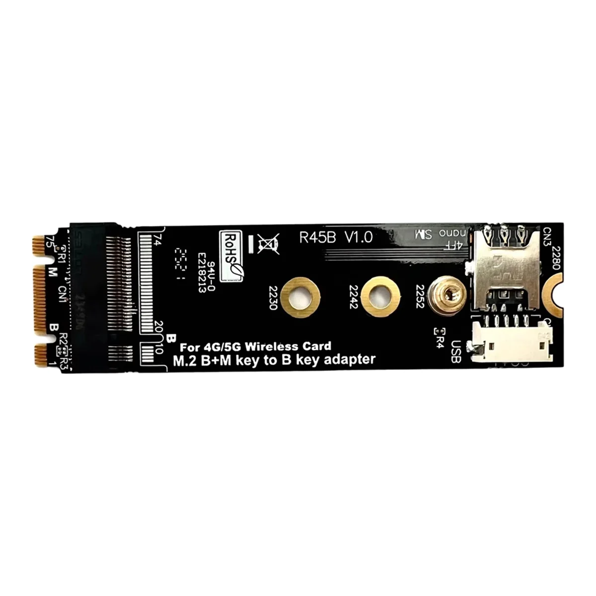 

A49T M.2 B & M-Key 2280 to B-Key Adapter for 3G/4G/5G Wireless Modem Card Support NanoSIM M2 B Key 3042 3052 LTE Module Card