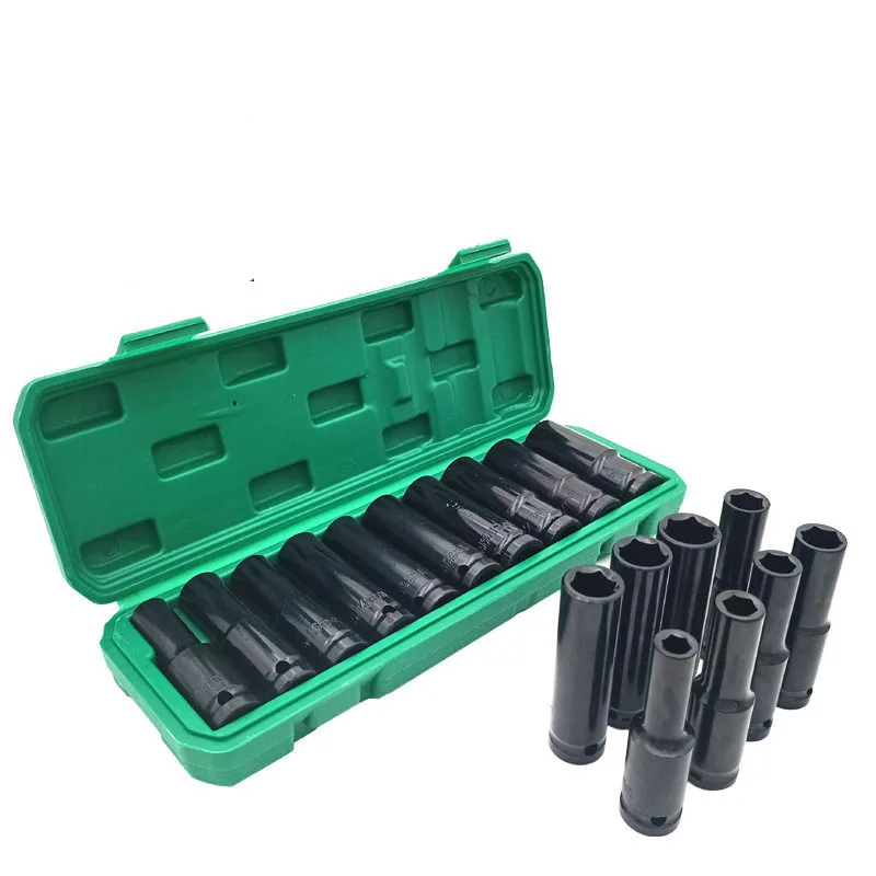 K50 10pcs 1/2-Inch Drive Deep Impact Socket Set, Drive Wrench for Air Pneumatic Repair Tools 8 mm - 24 mm Hex Socket Head Kit