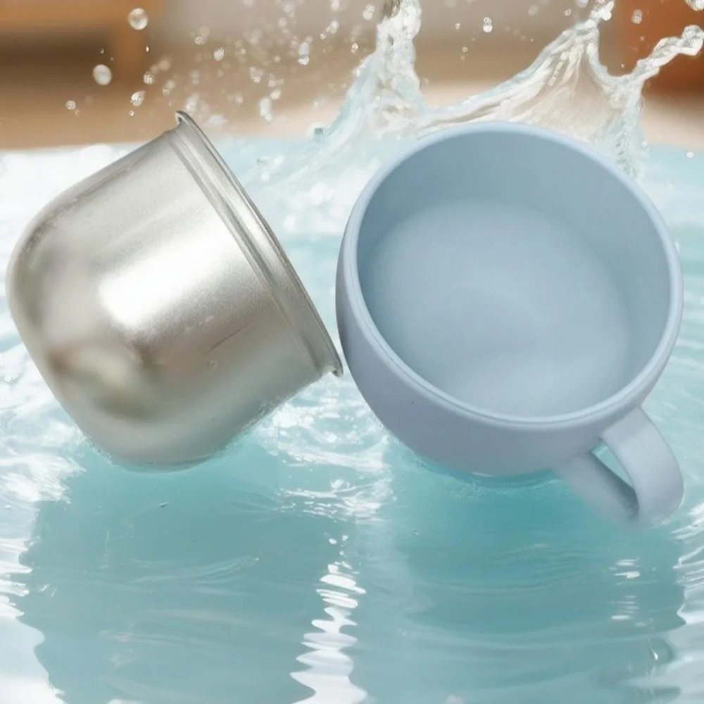 Stainless Steel Drinking Cup Children's Tableware with Detachable Silicone Bowl Water Cup with Handle Detachable Silicone Mug