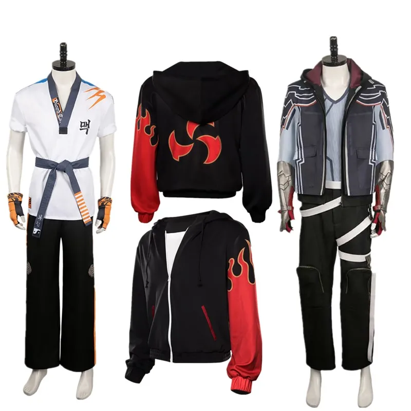 Fantasia Kazama Jin Hwoarang Cosplay Costume Tekken Fantasy Adult Men Jacket Coat Pants Outfits Halloween Carnival Party Suit