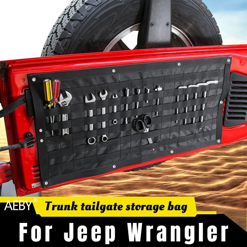 For Jeep Wrangler 2018-2023 Tailgate organizer canvas,Waterproof tailgate storage bag,Multi-pocket tailgate,Accessories