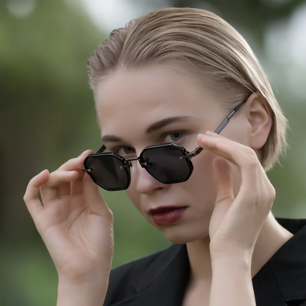 Vintage Polygon-Frame Sunglasses - Metal Temples, Unisex, Suitable for Multi-Scene Use