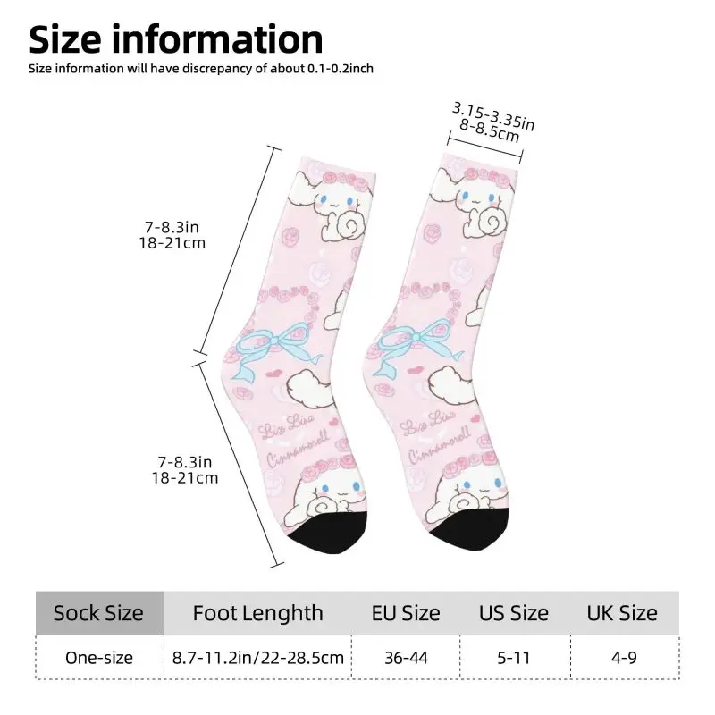 Custom Cool Printing Cinnamoroll Sanrio Cartoon Socks for Women Men Stretch Summer autunno inverno Xina Cinnamon Dog Crew Socks