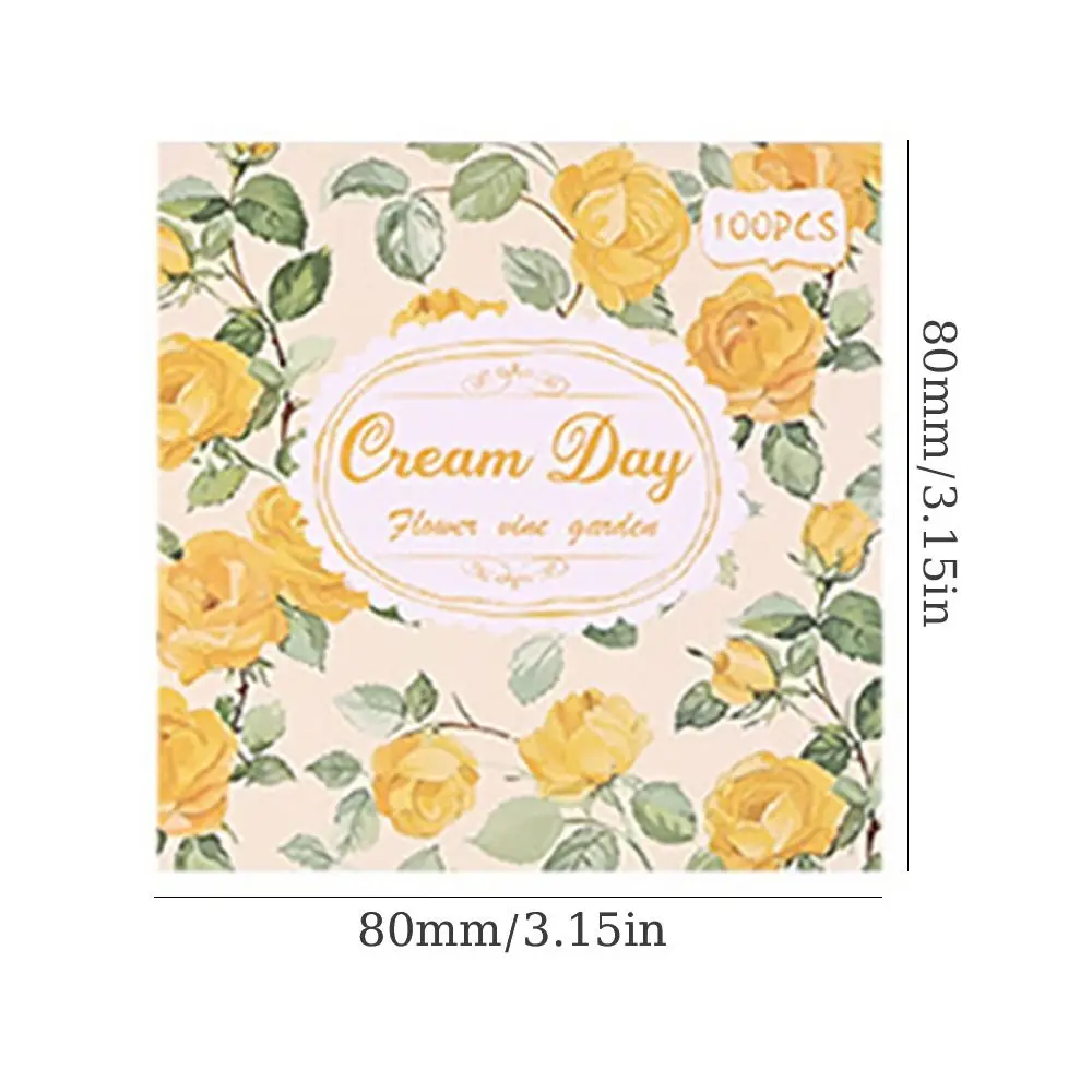 100Pcs Fashion Flower Vine Themed Non-Sticky Notes DIY Non-Sticky Message Notes Stationery Notepad