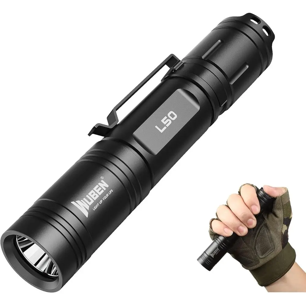

1200 Lumens Tactical Flashlight Rechargeable Flashlight IP68 with 5 Modes, LED Tail Switch Flashlight for Camping Home Inspectio