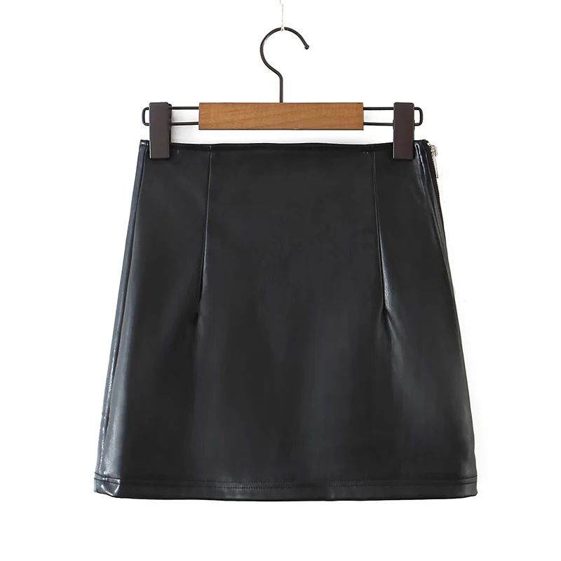 

YENKYE New Fashion Women Package Hip Faux Leather Skirt Side Zipper High Waist Ladies Black PU Mini Skirts