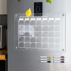 Pizarra magnética de borrado en seco, calendario magnético de acrílico, refrigerador familiar