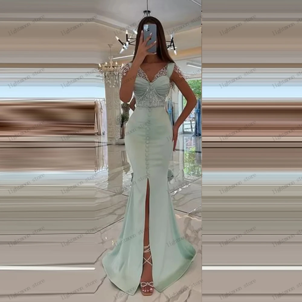 Abiti da sera eleganti Abito da ballo in raso vintage con applicazioni di perline Abiti senza maniche senza schienale Abiti da gala personalizzati 2026