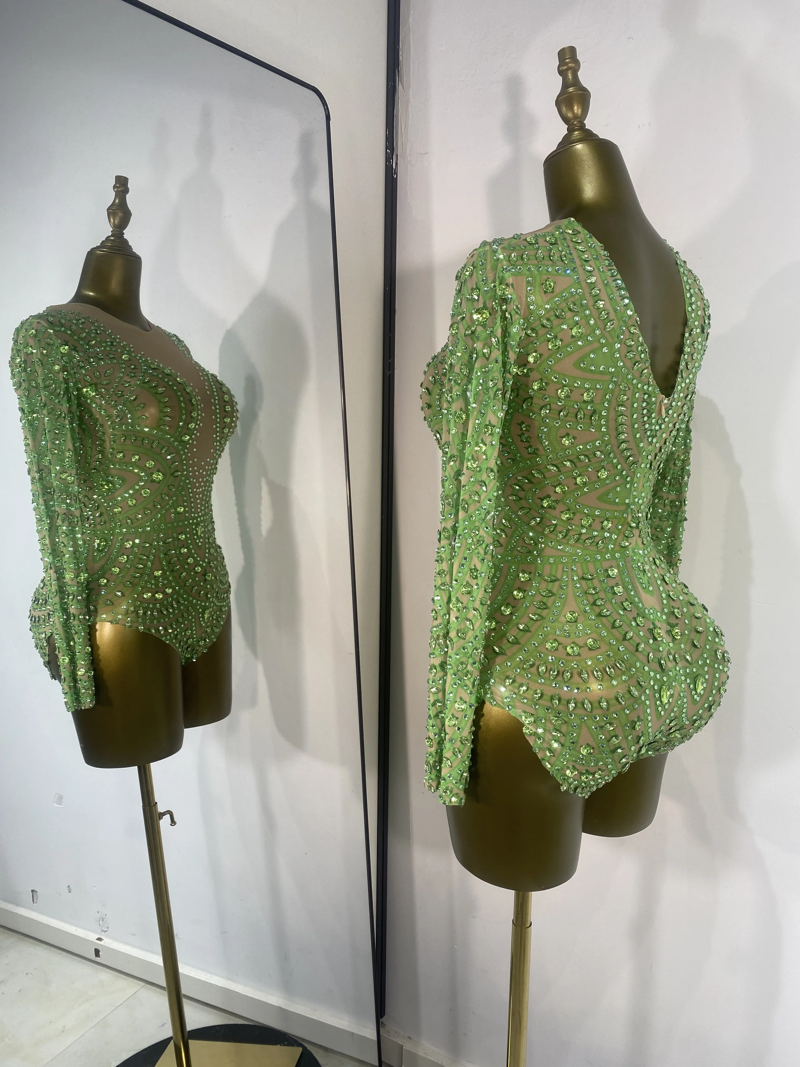 

Women Luxury Sparkly Rhinestones Mesh Bodysuit Special Occassion Evening Club Party Singer Dancer Stage Costume Dropshipping