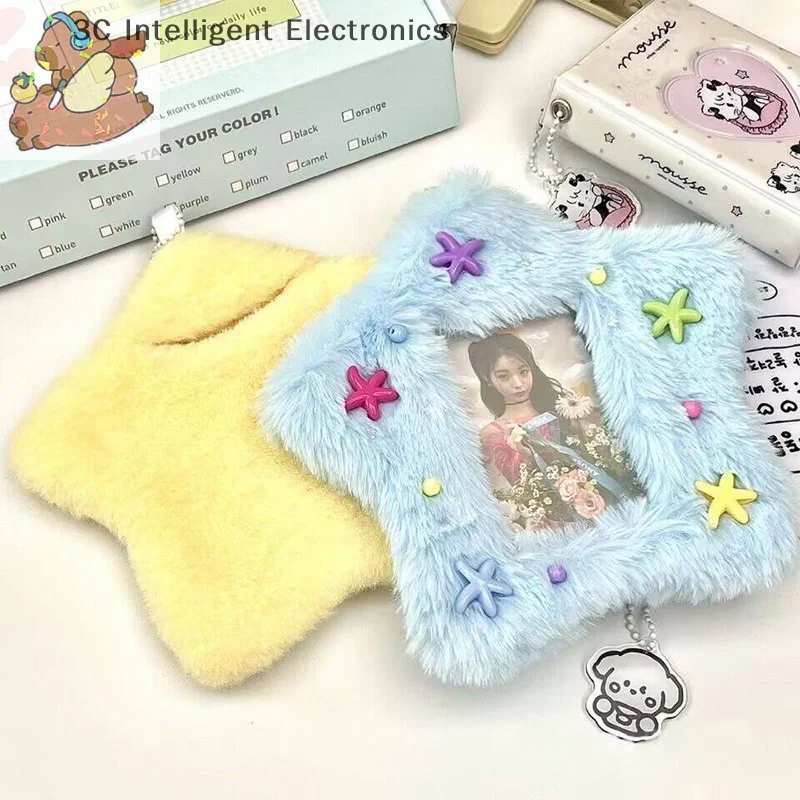 Cute Plush Photo Card Holder Photo Albums Decor Cover Case Kpop Idol Bus Card Protector Bag Picture Photo Sleeves Card Cases