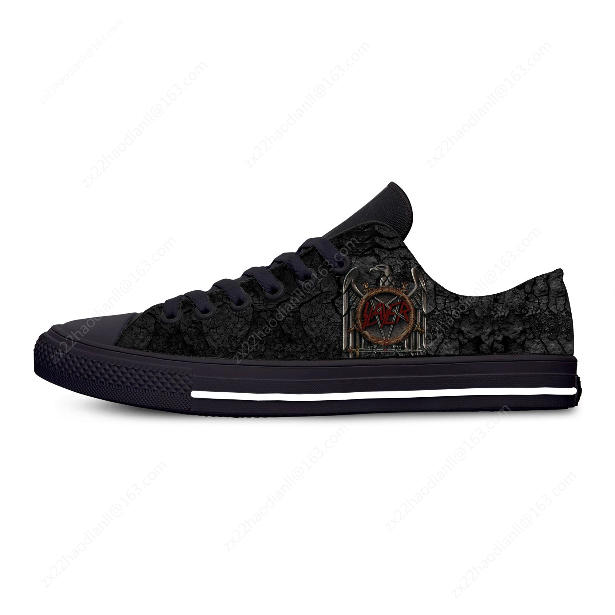 Slayer Heavy Metal Rock Band Music Fashion Funny Casual Cloth Shoes Low Top Lightweight Breathable 3D Printed Men women Sneakers