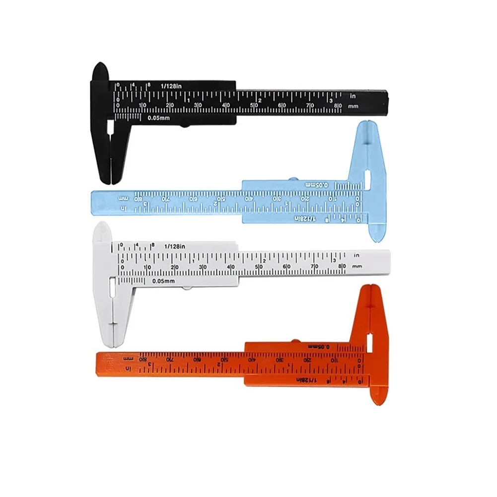 80mm Mini Plastic Sliding Vernier Caliper Jewelry Measuring Ruler Orange/Black/Blue/White Ruler Micrometer Gauge Measure Tool