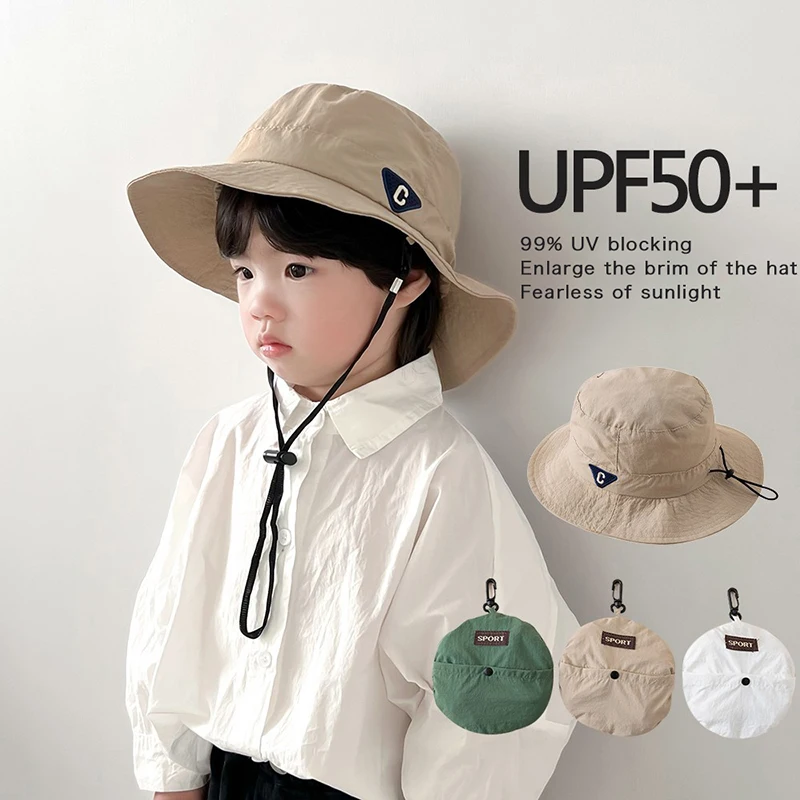 Quick-Dry Thin Bucket Hat For Children Outdoor Sunscreen Basin Cap Boys Girls Foldable Kids Storage Bag Fisherman Hat