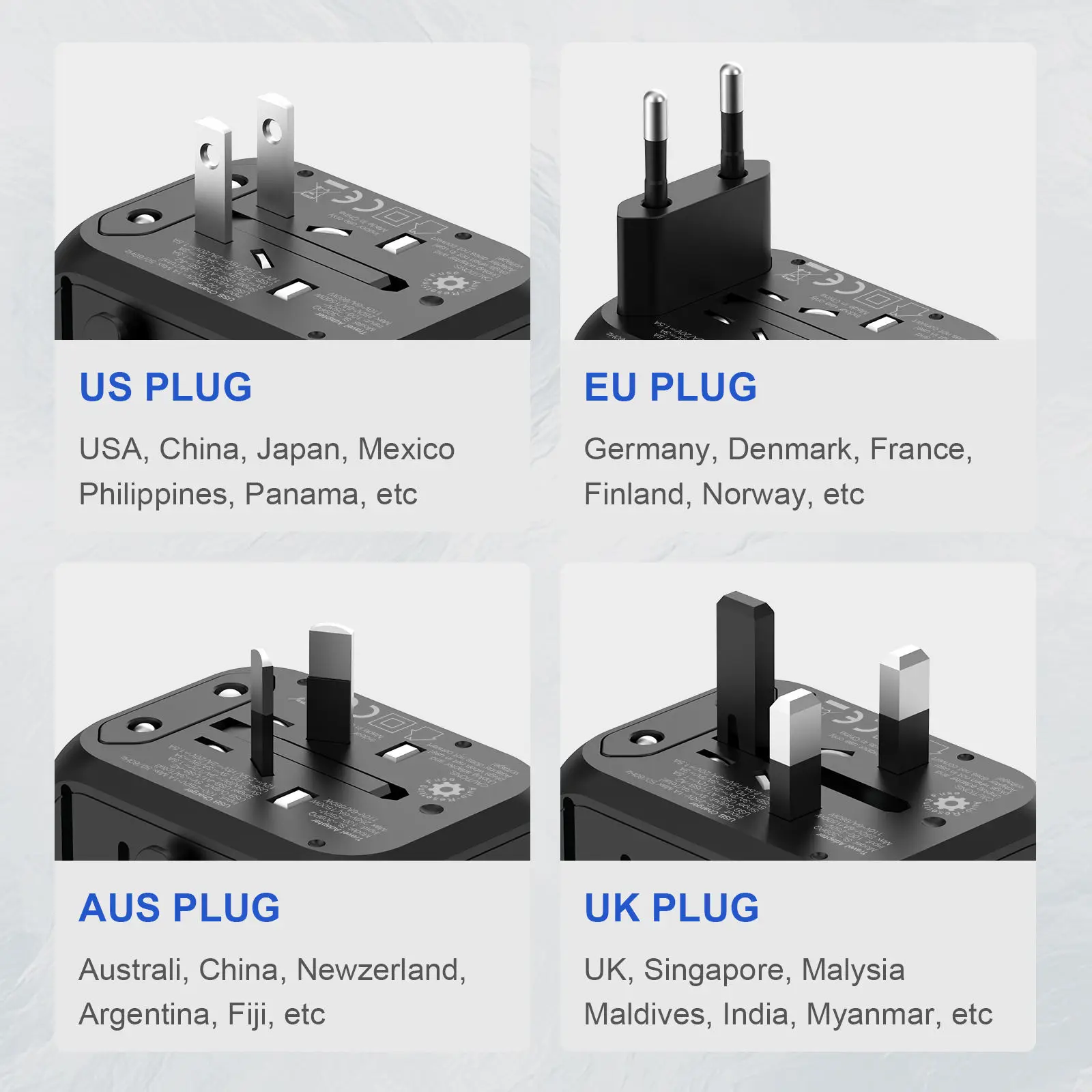 Tinsol PD 30W Global Adaptor Plug Socket Universal Travel Adapter Mobile Phones Tablet laptop USB Quick Charger AU EU US UK