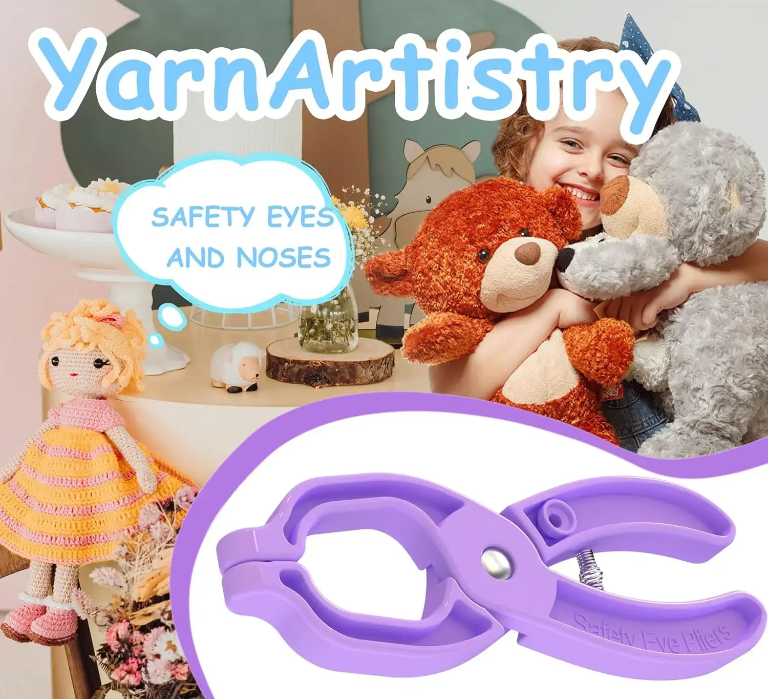 GEOCCI Safety Eye Tool Auxiliary Tool for Attaching Safety Eyes for Crocheting Safety Eyes Crochet Tools for Amigurumi Crochet