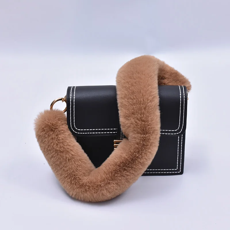 40/60/120cm Faux Rabbit Fur Replacement Bag Strap Crossbody For Handbag Shoulder Straps Handle For Women Winter Accessories R44