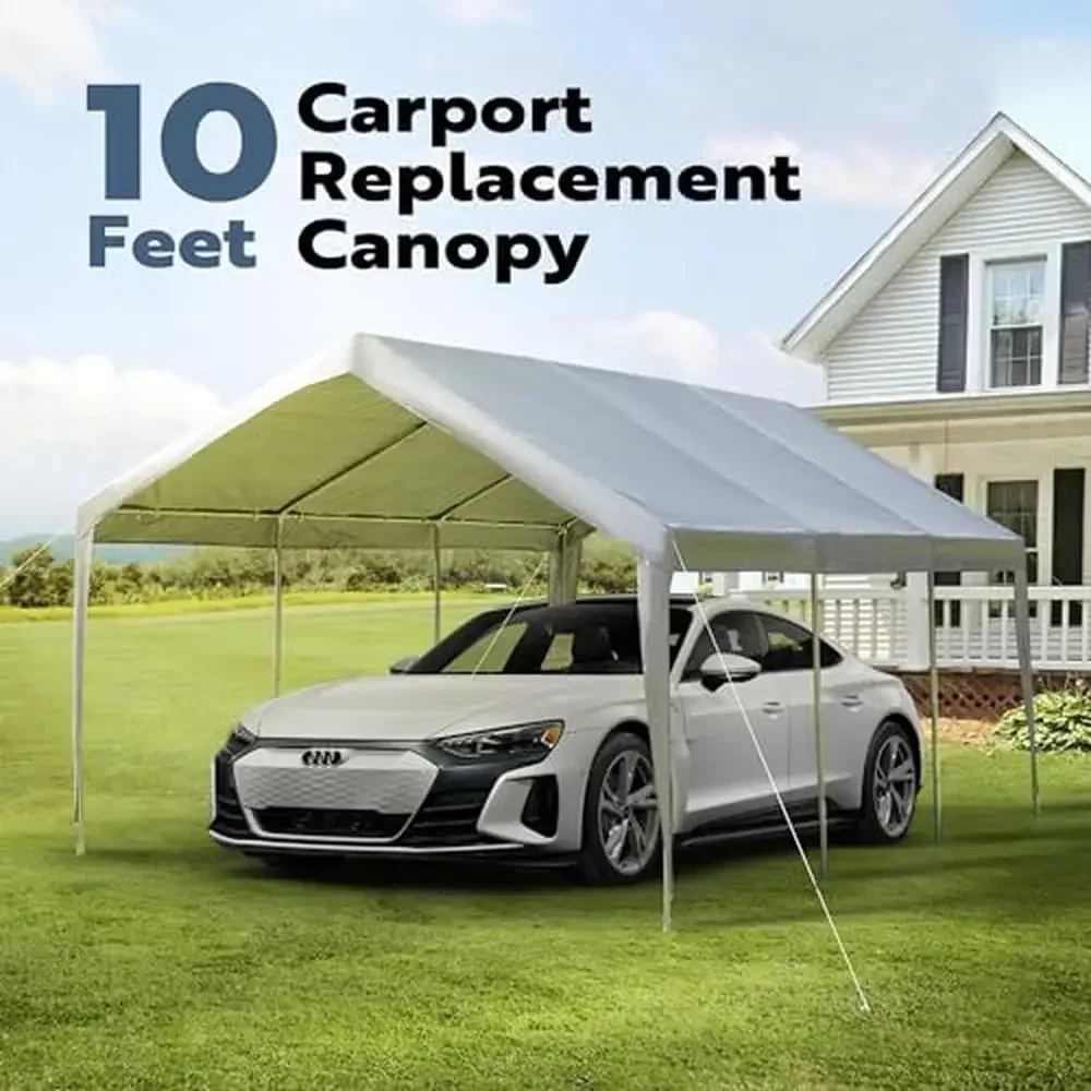 10x20ft Replacement Canopy Cover 180G UV Waterproof Tarp 40 Elastic Buckles Carport Garage Shelter Frame Durable Secure Fit Easy