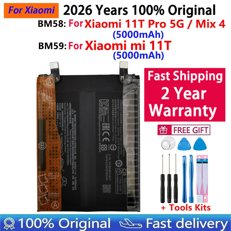 2026 Years 100% Original Battery BM59 For Xiaomi 11T Mi 11T, BM58 For Xiaomi Mi 11T Pro Mi Mix 4 Mix4 Batteries Fast Shipping