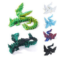 3D Printing Crystal Flying Dragon Model Joint Movable Dinosaur Flying Dragon Toy Gradient Wings Flying Dragon Desktop Ornament