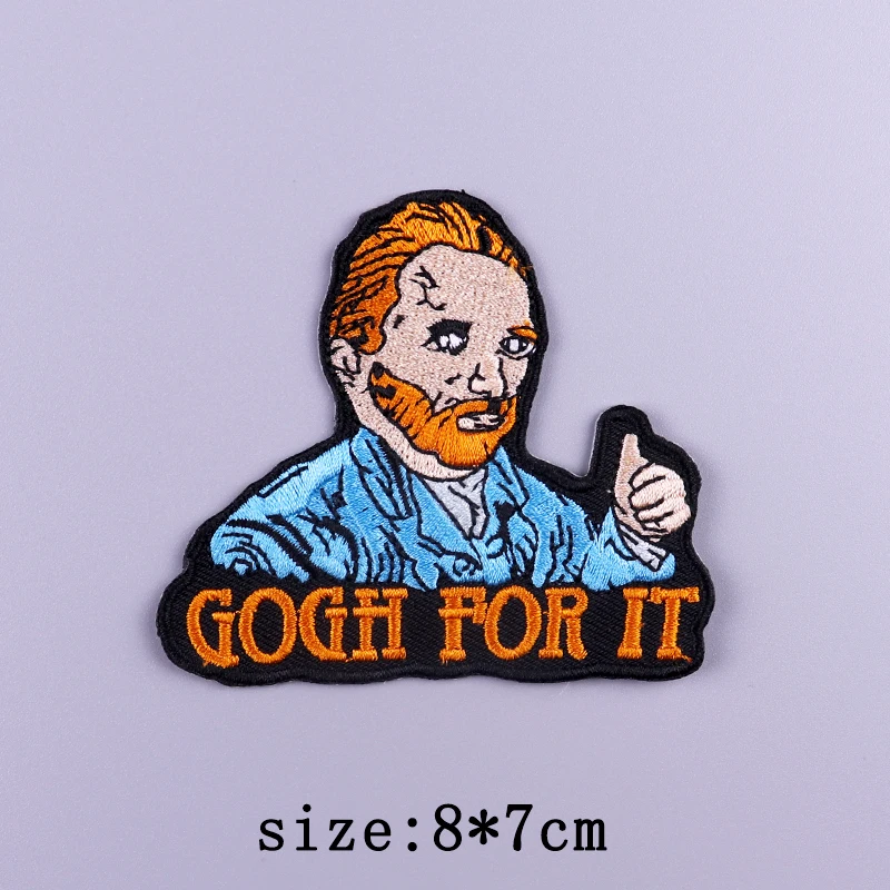 Van Gogh Stickerei Patches Für Kleidung Jesus Kreuz Patch Aufkleber DIY Eisen Auf Patches Für Kleidung Brief Punk Abzeichen Applique – Detail 2