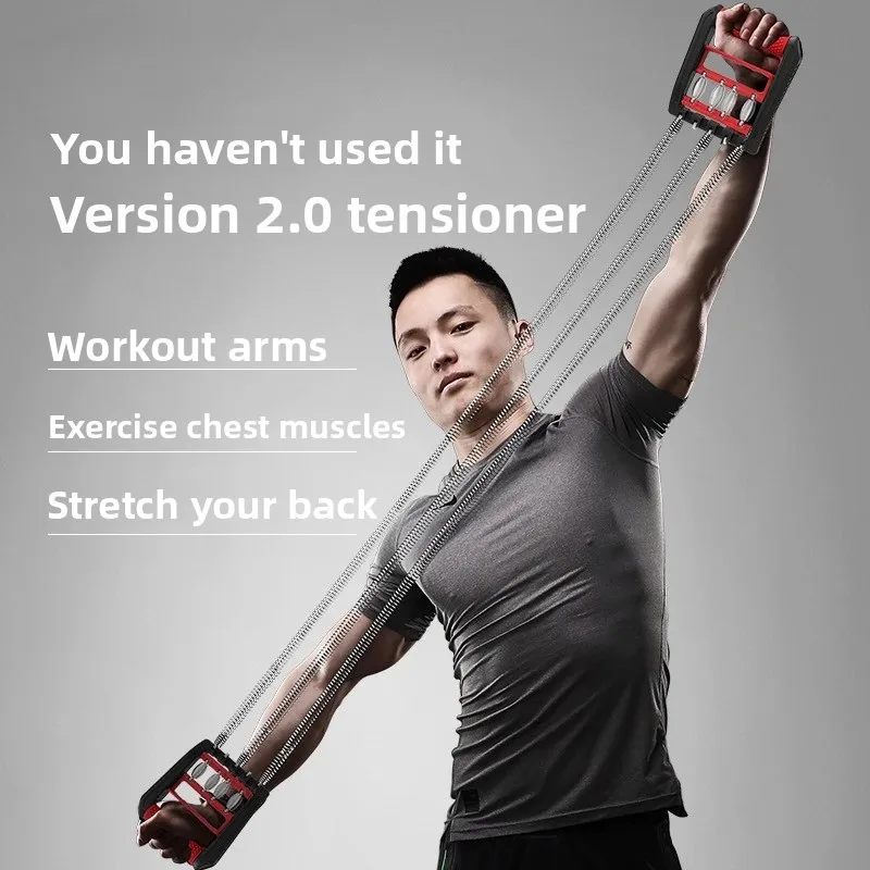 2‑in‑1 Spring Hand Gripper Resistance Trainer Men Arm Chest Builder Women Stretching Strap Abdominal Core Fitness Workout Gear