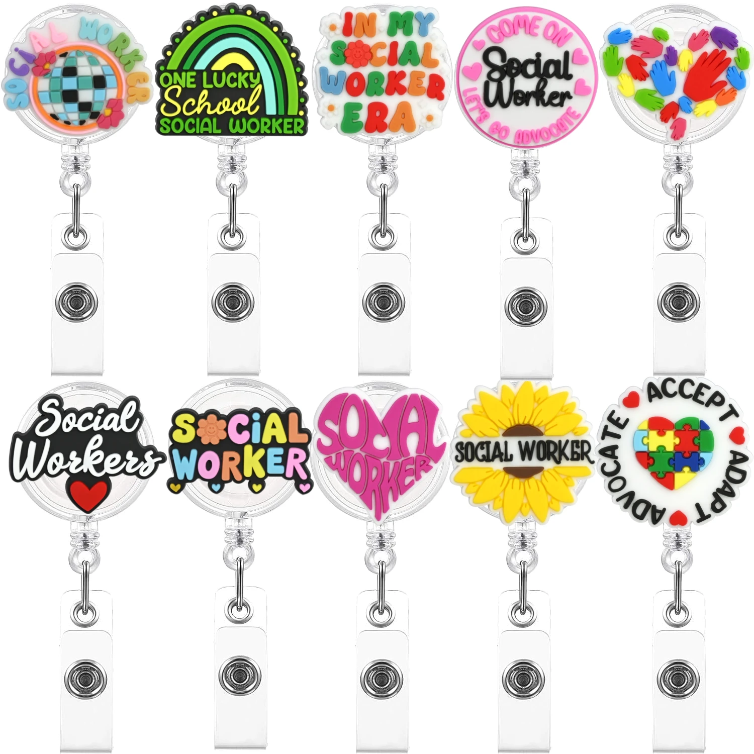 Porta Badge Retrattile Per Assistente Sociale, Regalo Per Bsw Msw Dsw Lcsw, Riconoscimento Per Colleghi E Volontari