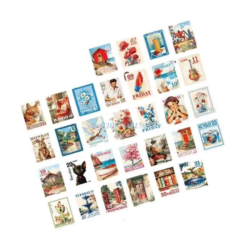 R6FF Decorative Scrapbook Sticker for Adults Students, Artistic Journaling Sticker