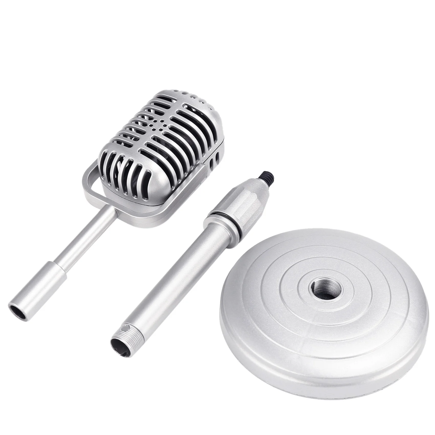 Highly Recommended Vintage Desktop Microphone Prop Model With Adjustable Height, Classic Retro Style Microphone Stand Fake Mic P