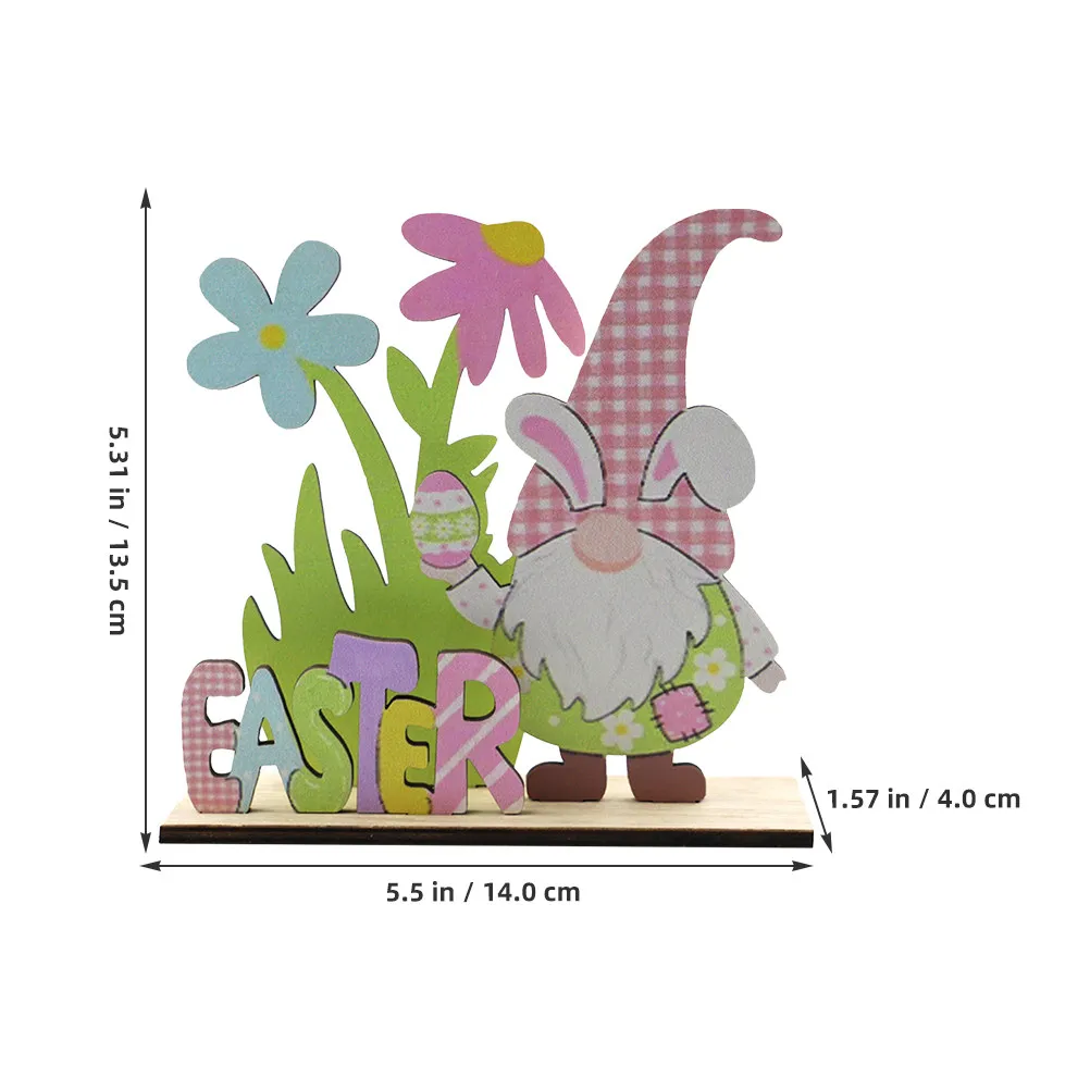 2Pcs Wooden Bunny Table Decor Easter Theme Handcrafted Natural Wood Tabletop Ornament for Tiered Tray Mantel Shelf Spring Decor