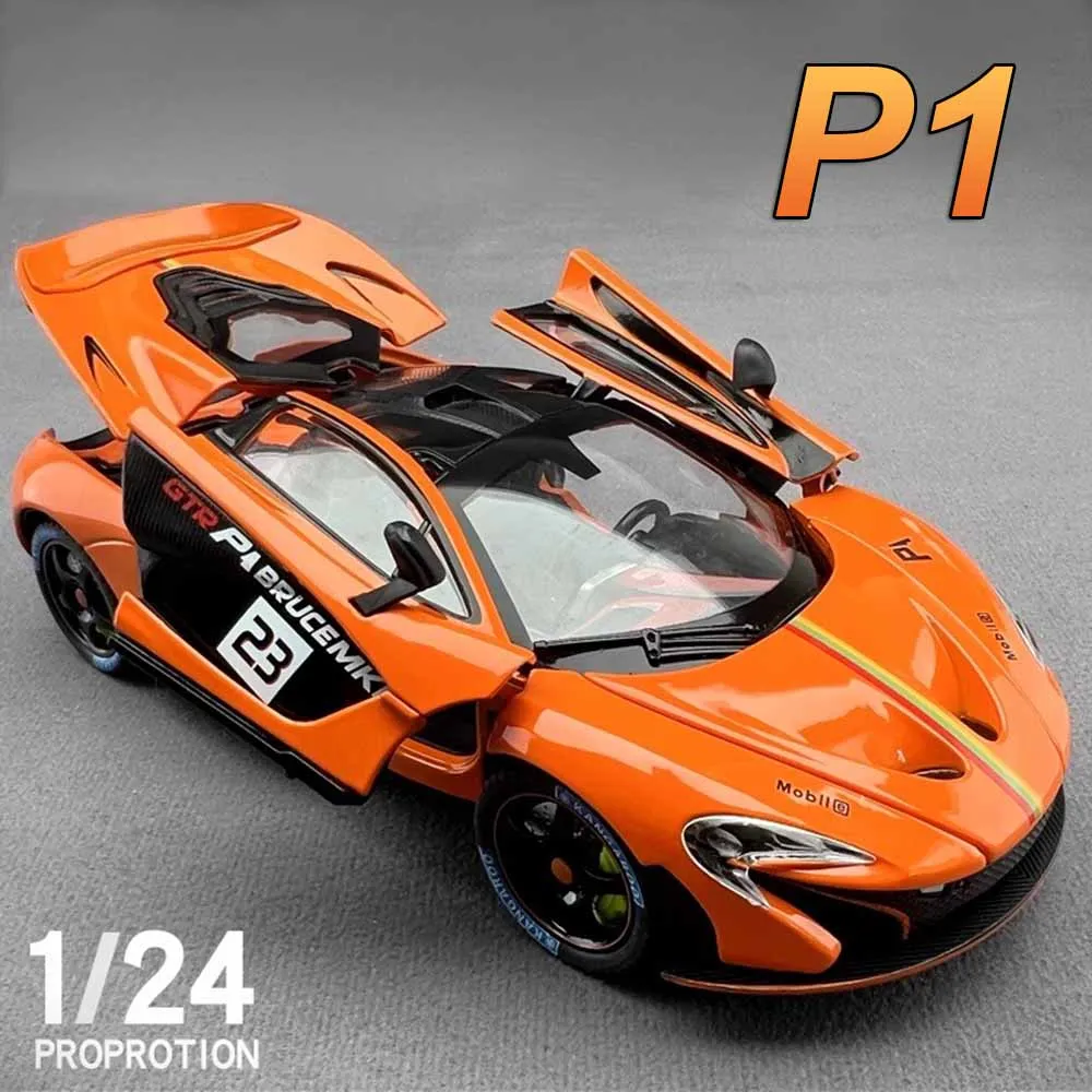 

1:24 P1 720S Alloy Sports Car Diecast Model Toys Ornament Light Music Pull Back Doors Opened Miniature Cars Toy Boy Holiday Gift