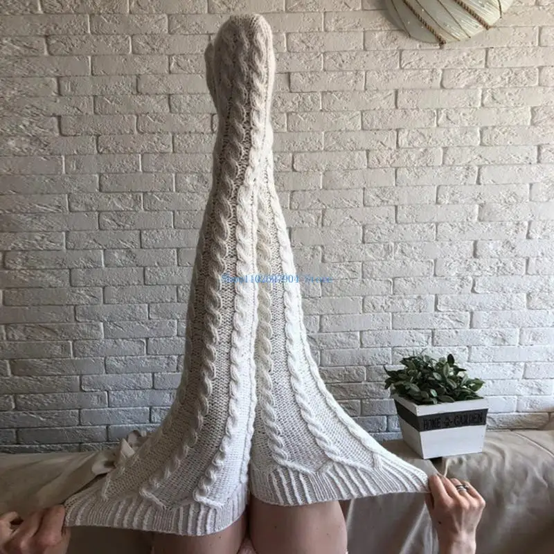 N7YF Women Winter Autumn Thigh High Stockings Cable Knitted Winter Warm Long Socks