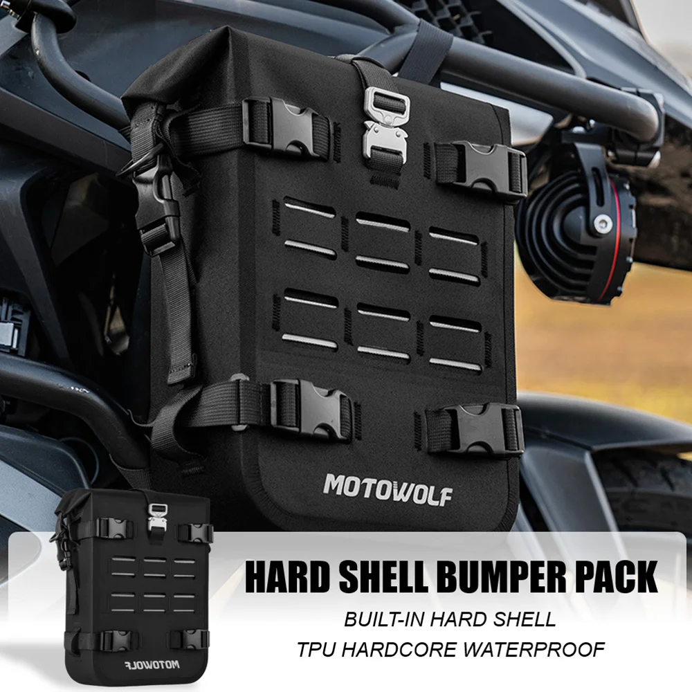 Motorcycle Bumper Bag Waterproof 6-8L Universal Motorcycle Side Frame Bag with Internal Support Travel Luggage Tool Box
