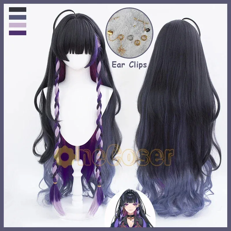

Meloco Kyoran Cosplay Wig Vtuber XSOLEIL Long Curly Hair Ear Clips Heat-resistant Fiber Hair+Wig Cap Halloween Girls Women