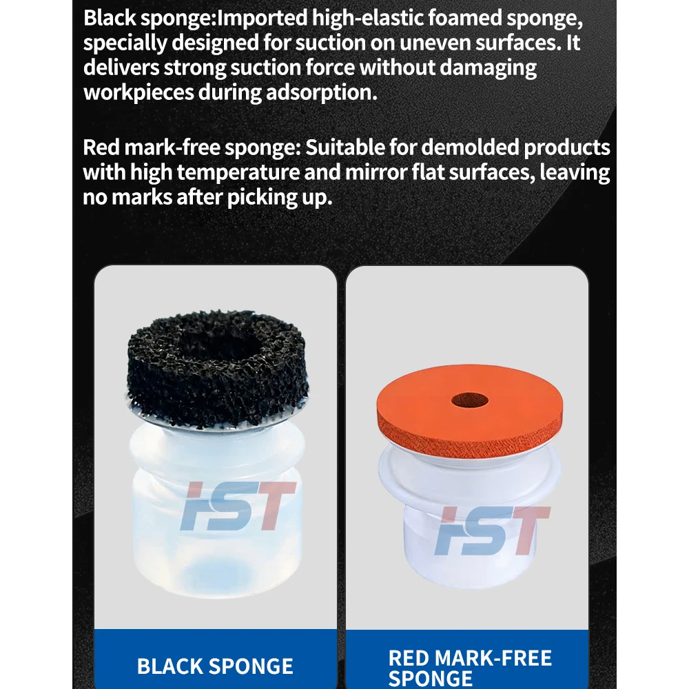 HST 10PCS Sponge Vacuum Suction Cup SP DP MP Series for Rough Uneven Surface Markless Foam Pad for Robot Arm Wholesale