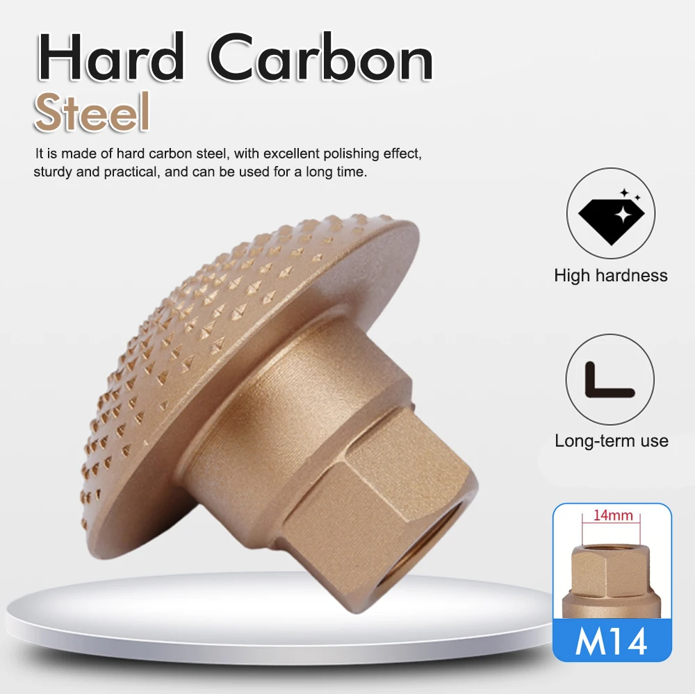 3Pcs M14 Wood Grinding Wheel Set Hard Carbon Steel Carving Polishing Head for 115/125 Angle Grinder view 5